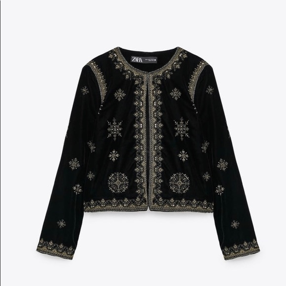 EMBROIDERED VELVET JACKET - Picture 2 of 8